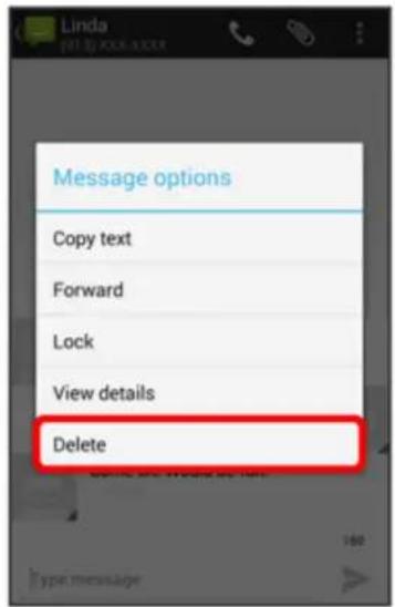 Message options Copy text Forward Lock View details Delete