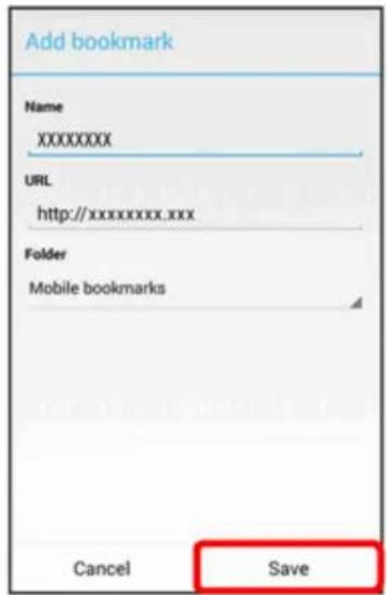 Add bookmark Name XXXXXXXXX URL http://xxxxxxxx.xxx Folder Mobile bookmarks Cancel Save