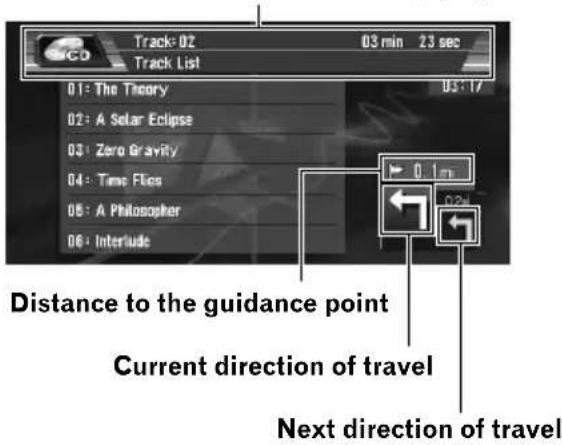 PIONEER AVIC-N3 - To hide the touch key, touch "Hide". Information of Audio source being played - 1