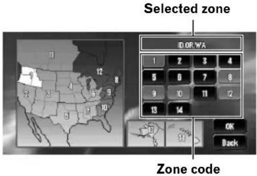 PIONEER AVIC-N3 - Touch the zone code of the destination and touch "OK". - 1