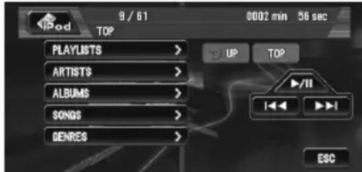 PIONEER AVIC-N3 - Touch one of the categories in which you want to search for a song. - 1