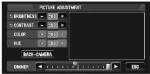 PIONEER AVIC-N3 - Press the WIDE/PIC ADJ button and hold to display PICTURE ADJUSTMENT. - 1