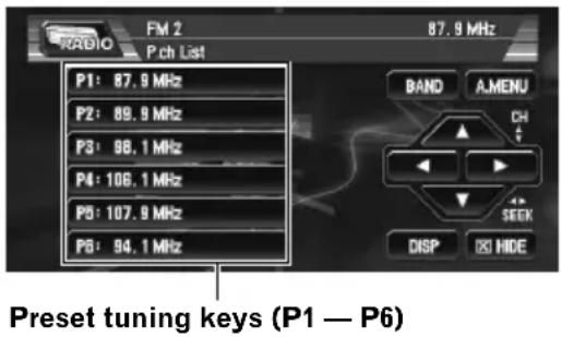 PIONEER AVIC-N3 - Storing and recalling broadcast frequencies - 1