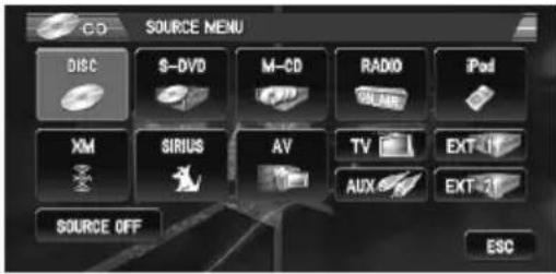 PIONEER AVIC-N3 - Touch the source icon to select the desired source. - 1