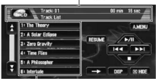 PIONEER AVIC-N3 - Touch the track you want to listen to in the track list. - 1