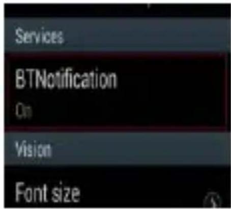 Services BTNotification On Vision Font size