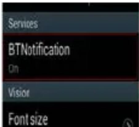 Services BTNotification On Vision Font size