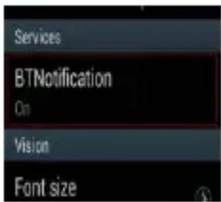 Services BTNotification On Vision Font size