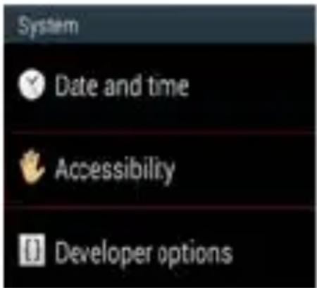 System Date and time Accessibility Developer options