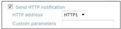 Send HTTP notification HTTP address HTTP1 Custom parameters