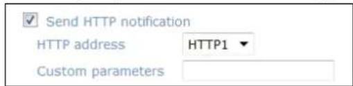 Send HTTP notification HTTP address HTTP1 Custom parameters