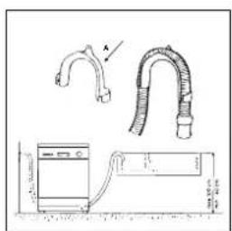 Technical diagram showing pipe fittings and a container with labeled dimensions and components