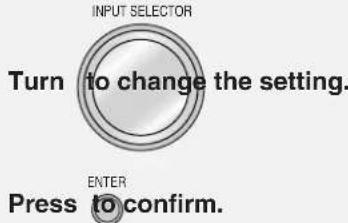 INPUT SELECTOR Turn to change the setting. ENTER Press to confirm.