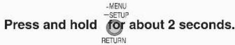 -MENU -SETUP Press and hold for about 2 seconds. RETURN