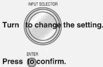 INPUT SELECTOR Turn to change the setting. ENTER Press to confirm.