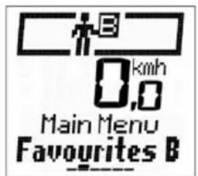 B 0,0 km/h Main Menu Favourites B