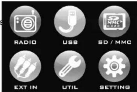 RADIO USB SD / MMC EXT IN UTIL SETTING