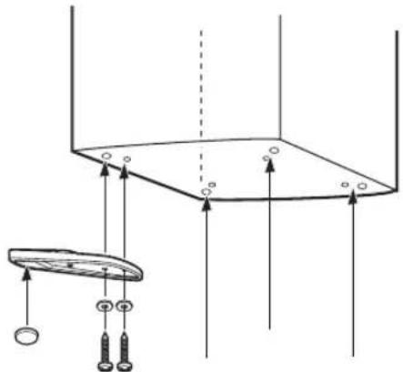 Diagram showing a ceiling structure with labeled components and directional arrows indicating assembly or installation.