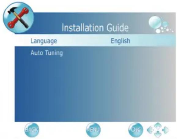 Installation Guide Language English Auto Tuning BACK ENU OK