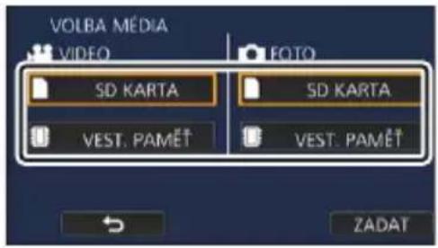 VOLBA MÉDIA VIDEO EOTO SD KARTA SD KARTA VEST. PAMĚT VEST. PAMĚT ZADAT