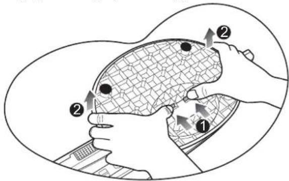 Diagram illustrating a mechanical or optical setup with labeled components and directional arrows indicating motion or movement.
