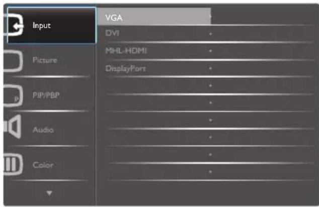 Input VGA DVI MHL-HDMI DisplayPort Picture PIP/PBP Audio Color
