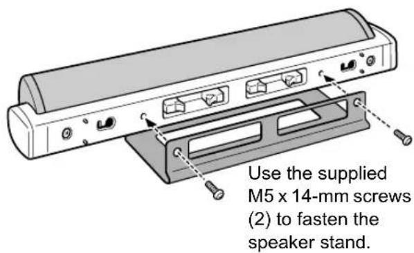 Use the supplied M5 x 14-mm screws (2) to fasten the speaker stand.
