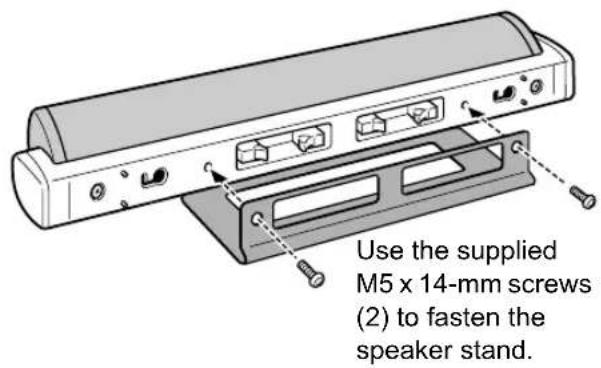 Use the supplied M5 x 14-mm screws (2) to fasten the speaker stand.