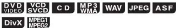 DVD VIDEO VCD SVCD C D MP3 WMA WAV JPEG ASF DivX MPEG1 MPEG2