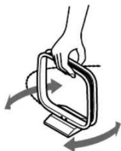 Illustration of a hand holding a tablet device with directional arrows indicating motion (no text or symbols)