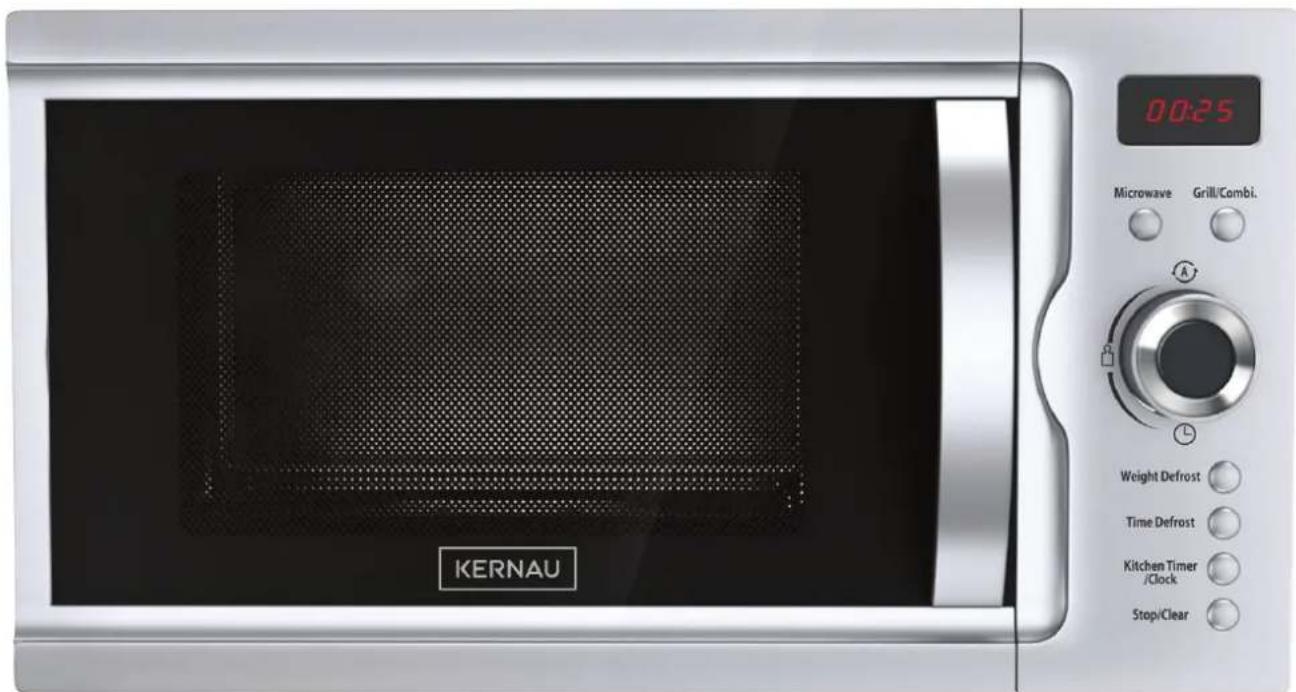 0:025 Microwave Grill/Combl. KERNAU Weight Defrost Time Defrost Kitchen Timer /Clock Stop/Clear