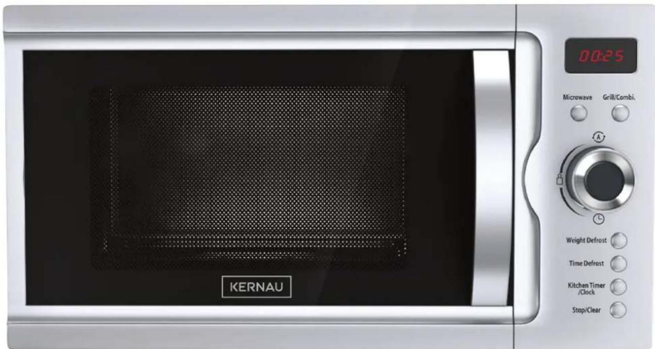 0:25 Microwave Grill/Combi. KERNAU Weight Defrost Time Defrost Kitchen Timer /Clock Stop/Clear