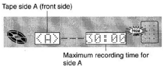 Tape side A (front side) 30:02 Maximum recording time for side A