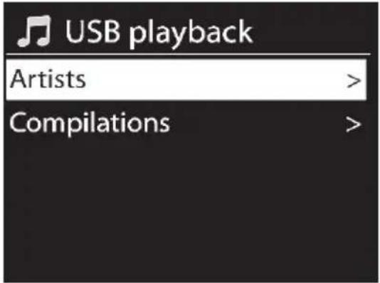 USB playback Artists > Compilations >