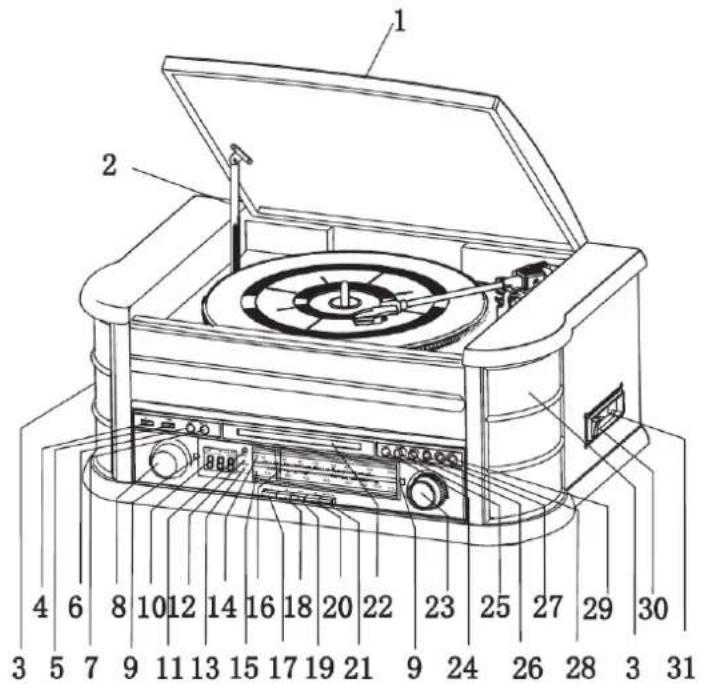 Technical diagram of a portable radio with numbered parts and labeled parts in Chinese