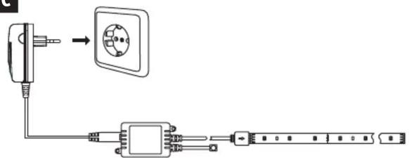 Diagram showing electrical connection with plug, socket, and power strip components