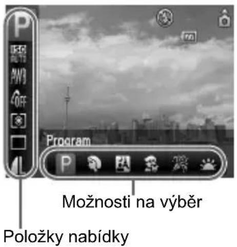 Program Možnosti na výběr Položky nabídky