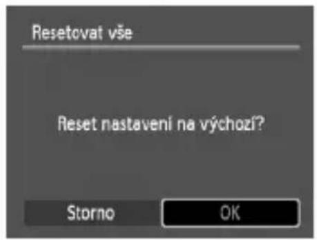 Resetovat vše Reset nastavení na výchozí? Storno OK