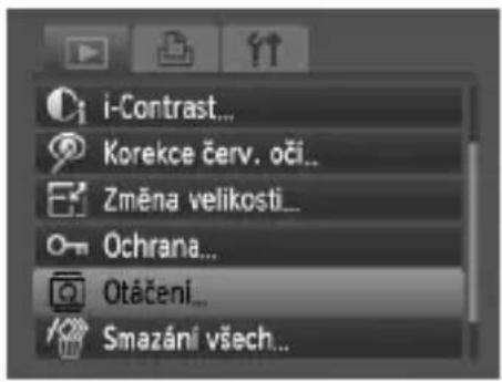 i-Contrast... Korekce červ. očí... Změna velikosti... Ochrana... Otáčení... Smazání všech...