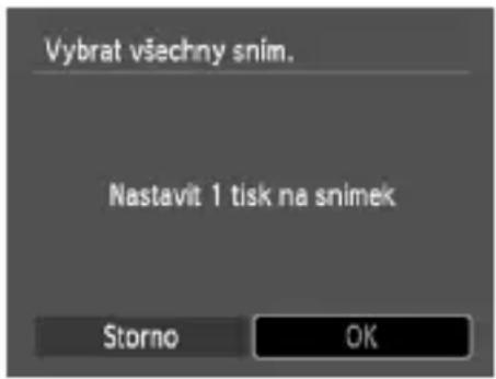 Vybrat všechny sním. Nastavit 1 tisk na snimek Storno OK