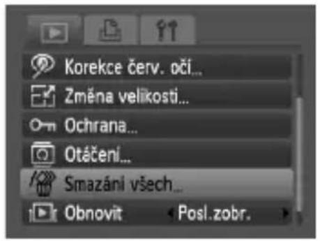 Korekce červ. očí... Změna velikosti... Ochrana... Otáčení... Smazání všech... Obnovit < Posl.zobr.