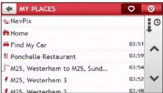 MY PLACES NavPix Home Find My Car 03:51 Ponchelle Restaurant 03:59 M25, Westerham to M25, Sund... 03:54 M25, Westerham 3 03:52 M25, Westerham 2 03:48
