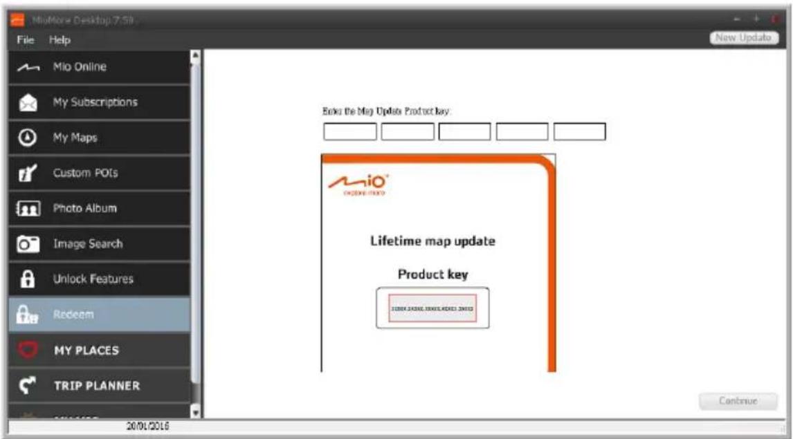 Miio More Desktop 7.5B File Help Mio Online My Subscriptions My Maps Custom POTs Photo Album Image Search Unlock Features Redeem MY PLACES TRIP PLANNER 20/01/2016 New Update Echo the Map Update Product key: Mio® ONLINE LIVE Lifetime map update Product key SUBSTREAMS ENROLLS FROM Continue