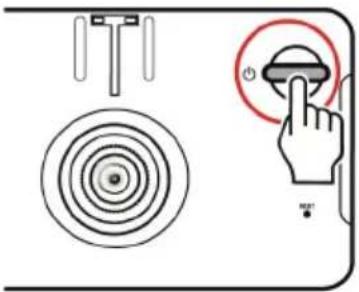 Diagram showing a hand pressing a button onto a target and a target with concentric circles, alongside a mechanical component.