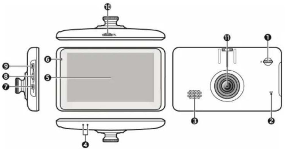 Diagram of a smart TV device with labeled parts including front panel, screen, and camera module