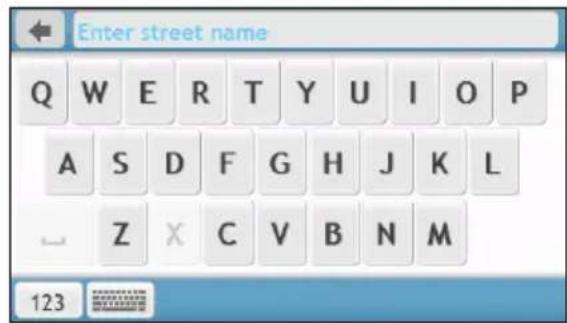 Enter street name Q W E R T Y U I O P A S D F G H J K L Z X C V B N M 123