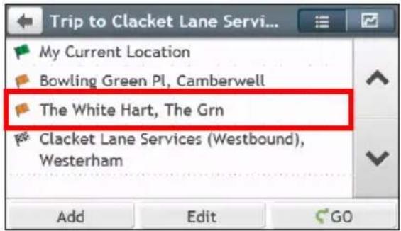 Trip to Clacket Lane Servi... My Current Location Bowling Green Pl, Camberwell The White Hart, The Grn Clacket Lane Services (Westbound), Westerham Add Edit GO