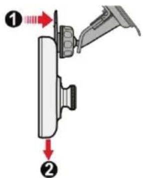 Diagram showing a mechanical assembly with labeled parts and directional arrows indicating motion or force directions.