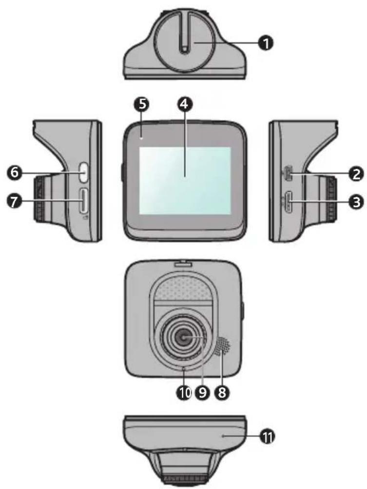 Exploded view diagram of a digital camera module with numbered parts for identification