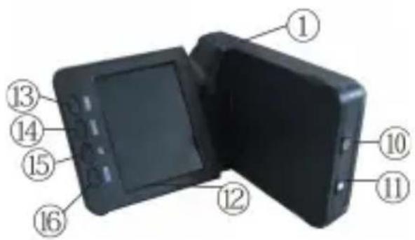 Diagram of a digital camera module with numbered parts labeled for identification.